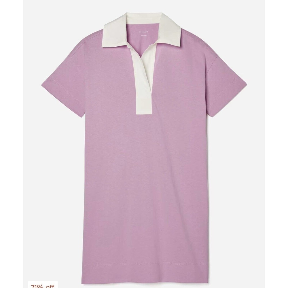 NWT Everlane Womens Polo Dress Medium Organic Cotton Short Sleeve‎ Collared Pink